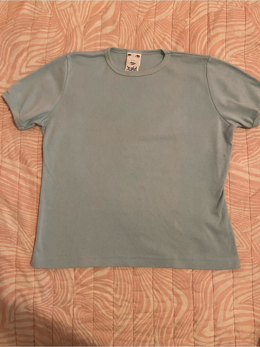VINTAGE XGIRL Short Sleeve Babydoll Tee in Light Blue by
